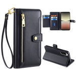 Custodia per telefono in pelle con portafoglio con cerniera a tracolla, For Samsung Galaxy A02, For Samsung Galaxy M13, For Sony Xperia 5 IV, For Sony Xperia Ace III