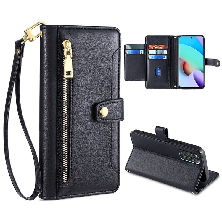 Custodia per telefono in pelle con portafoglio con cerniera a tracolla, For Xiaomi Redmi Note 11 4G Global / Note 11S, For Xiaomi Redmi K50 Ultra, For Xiaomi Civi 2 5G, For Xiaomi Redmi K40 Gaming