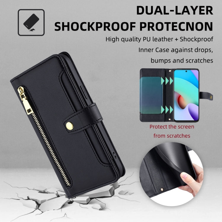 Custodia per telefono in pelle con portafoglio con cerniera a tracolla, For Xiaomi Redmi Note 11 4G Global / Note 11S, For Xiaomi Redmi K50 Ultra, For Xiaomi Civi 2 5G, For Xiaomi Redmi K40 Gaming