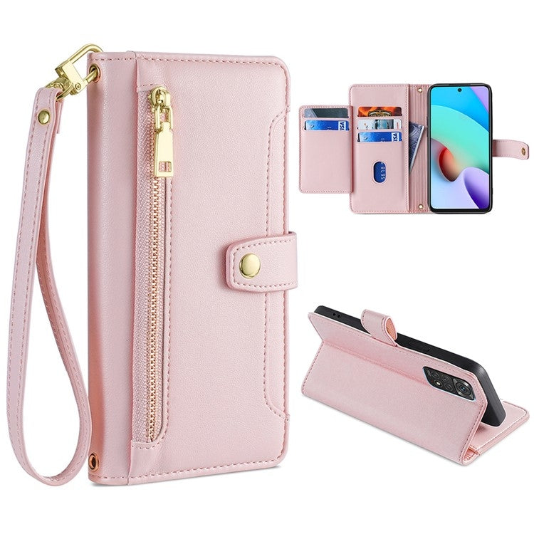 Custodia per telefono in pelle con portafoglio con cerniera a tracolla, For Xiaomi Redmi Note 11 4G Global / Note 11S, For Xiaomi Redmi K50 Ultra, For Xiaomi Civi 2 5G, For Xiaomi Redmi K40 Gaming