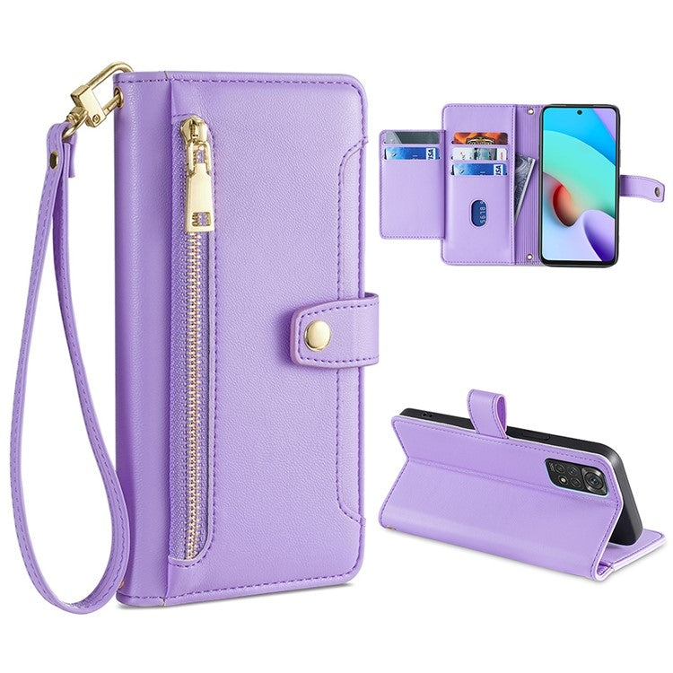 Custodia per telefono in pelle con portafoglio con cerniera a tracolla, For Xiaomi Redmi Note 11 4G Global / Note 11S, For Xiaomi Redmi K50 Ultra, For Xiaomi Civi 2 5G, For Xiaomi Redmi K40 Gaming