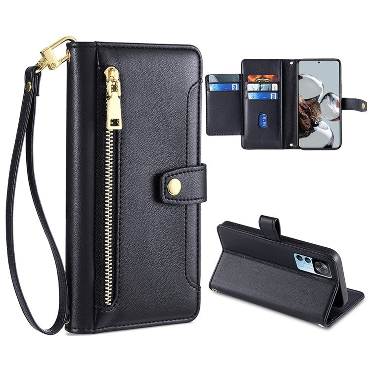 Custodia per telefono in pelle con portafoglio con cerniera a tracolla, For Xiaomi Redmi Note 11 4G Global / Note 11S, For Xiaomi Redmi K50 Ultra, For Xiaomi Civi 2 5G, For Xiaomi Redmi K40 Gaming