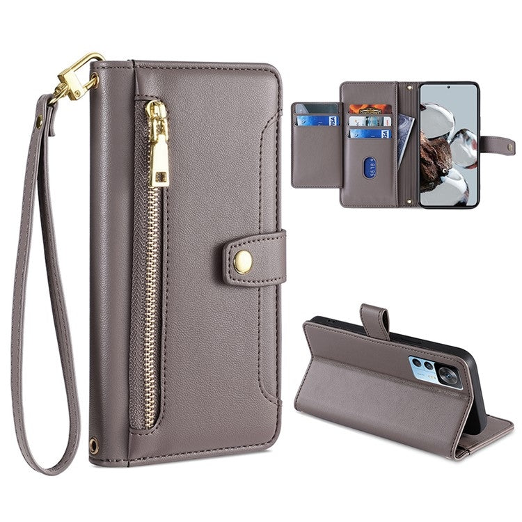Custodia per telefono in pelle con portafoglio con cerniera a tracolla, For Xiaomi Redmi Note 11 4G Global / Note 11S, For Xiaomi Redmi K50 Ultra, For Xiaomi Civi 2 5G, For Xiaomi Redmi K40 Gaming