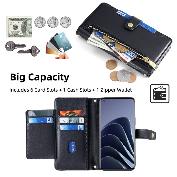 Custodia per telefono in pelle con portafoglio con cerniera a tracolla, For OnePlus 10 Pro 5G, For OnePlus Ace Racing