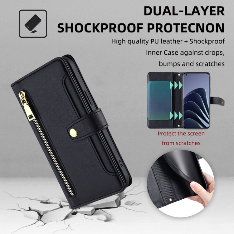Custodia per telefono in pelle con portafoglio con cerniera a tracolla, For OnePlus 10 Pro 5G, For OnePlus Ace Racing