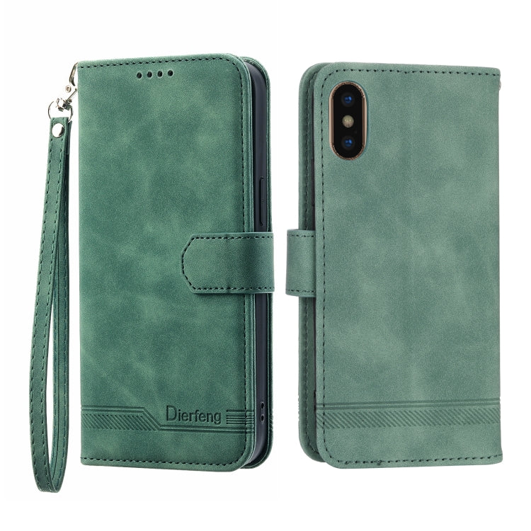 Dierfeng Dream Line TPU + Custodia per telefono in pelle PU, For iPhone XS Max, For iPhone XR, For iPhone X/XS, For iPhone 6 Plus/7 Plus/8 Plus