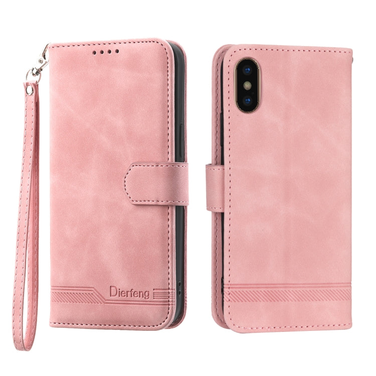 Dierfeng Dream Line TPU + Custodia per telefono in pelle PU, For iPhone XS Max, For iPhone XR, For iPhone X/XS, For iPhone 6 Plus/7 Plus/8 Plus