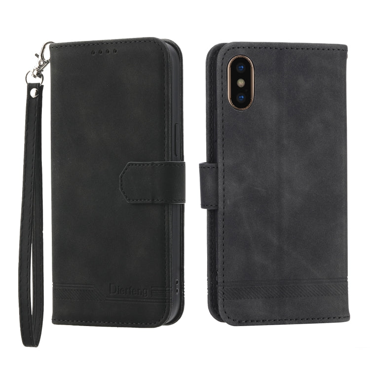Dierfeng Dream Line TPU + Custodia per telefono in pelle PU, For iPhone XS Max, For iPhone XR, For iPhone X/XS, For iPhone 6 Plus/7 Plus/8 Plus