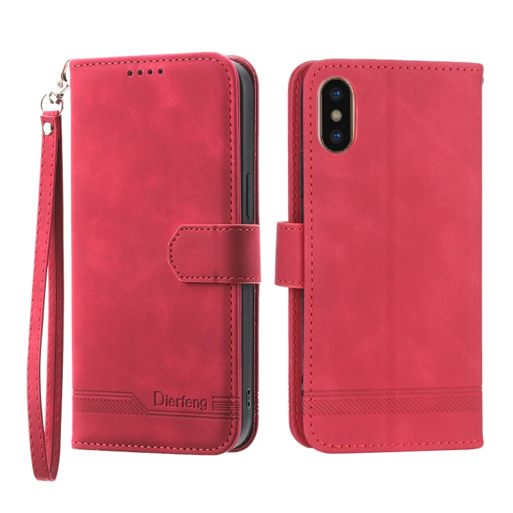 Dierfeng Dream Line TPU + Custodia per telefono in pelle PU, For iPhone XS Max, For iPhone XR, For iPhone X/XS, For iPhone 6 Plus/7 Plus/8 Plus