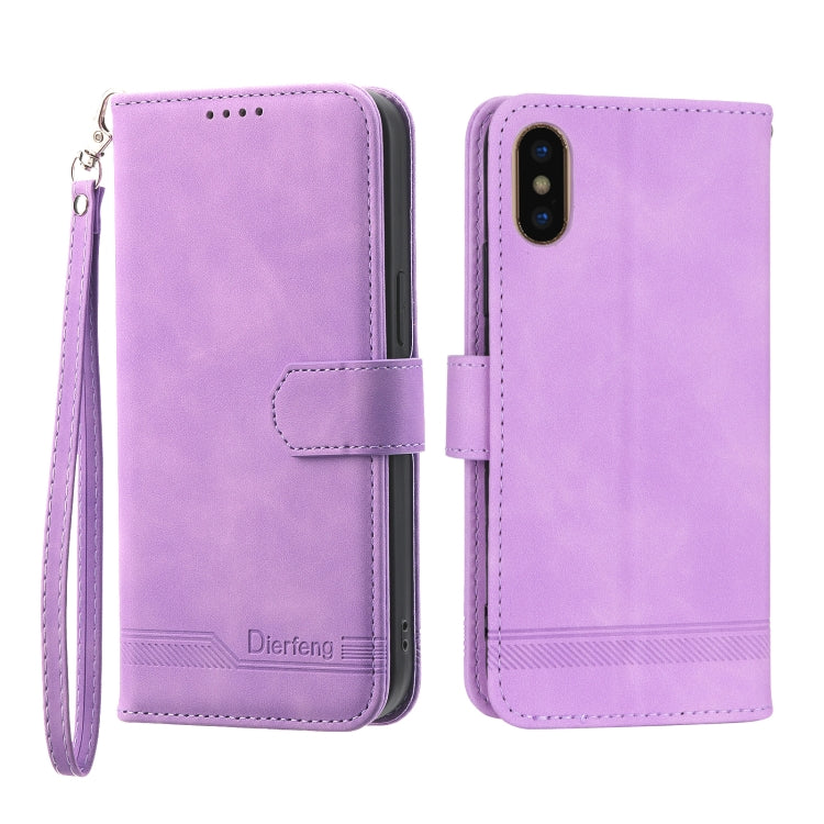 Dierfeng Dream Line TPU + Custodia per telefono in pelle PU, For iPhone XS Max, For iPhone XR, For iPhone X/XS, For iPhone 6 Plus/7 Plus/8 Plus
