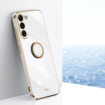 XINLI custodia per telefono in TPU elettrolitico con bordo dritto 6D con supporto per anello, For Samsung Galaxy S22 5G, For Samsung Galaxy S22+ 5G