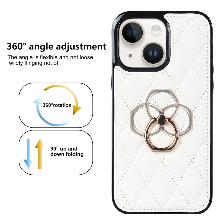 Custodia per telefono in pelle PU romboidale con supporto per anello, For iPhone 14, For iPhone 14 Plus, For iPhone 14 Pro