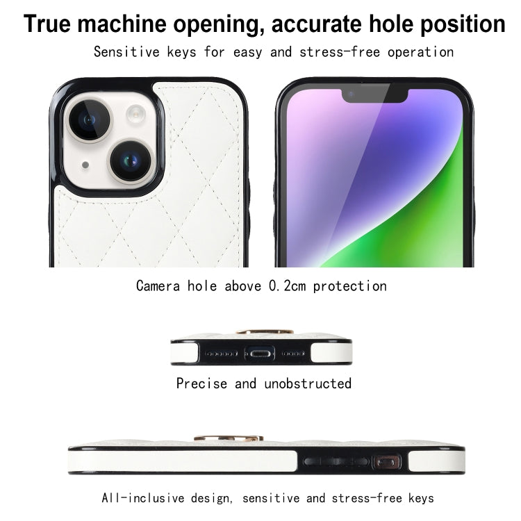 Custodia per telefono in pelle PU romboidale con supporto per anello, For iPhone 14, For iPhone 14 Plus, For iPhone 14 Pro