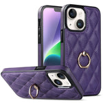 Custodia per telefono in pelle PU romboidale con supporto per anello, For iPhone 14, For iPhone 14 Plus, For iPhone 14 Pro