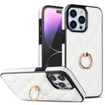 Custodia per telefono in pelle PU romboidale con supporto per anello, For iPhone 14 Pro Max, For iPhone 13 mini, For iPhone 13