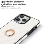 Custodia per telefono in pelle PU romboidale con supporto per anello, For iPhone 14 Pro Max, For iPhone 13 mini, For iPhone 13