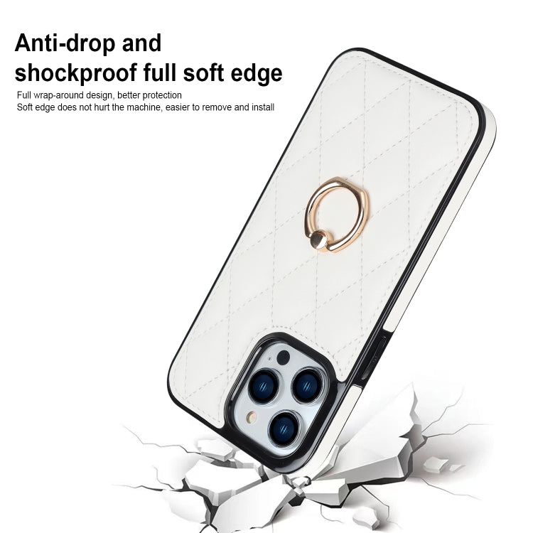 Custodia per telefono in pelle PU romboidale con supporto per anello, For iPhone 14 Pro Max, For iPhone 13 mini, For iPhone 13