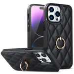 Custodia per telefono in pelle PU romboidale con supporto per anello, For iPhone 14 Pro Max, For iPhone 13 mini, For iPhone 13