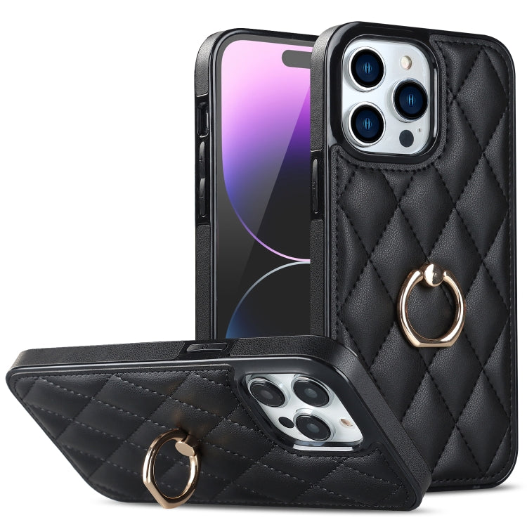 Custodia per telefono in pelle PU romboidale con supporto per anello, For iPhone 14 Pro Max, For iPhone 13 mini, For iPhone 13