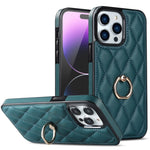 Custodia per telefono in pelle PU romboidale con supporto per anello, For iPhone 14 Pro Max, For iPhone 13 mini, For iPhone 13