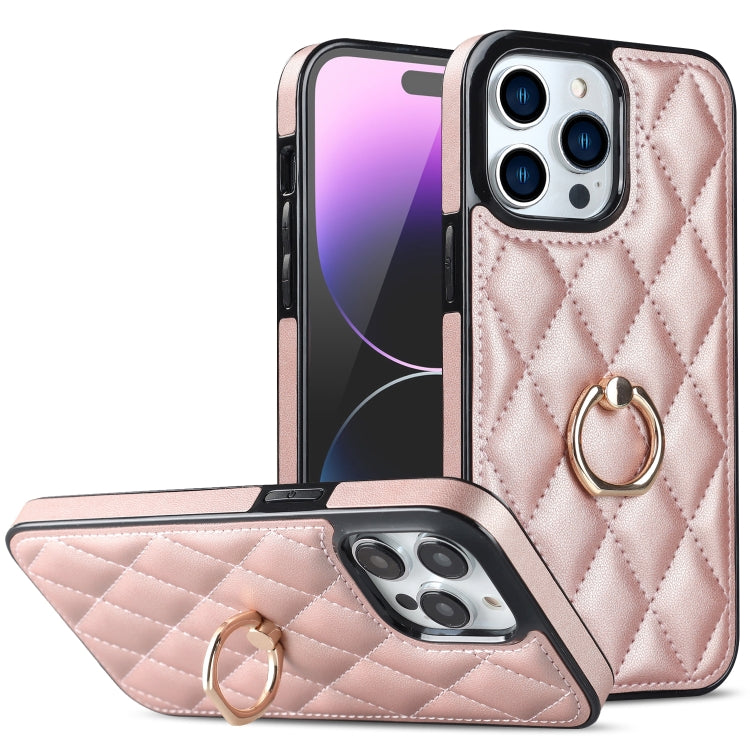Custodia per telefono in pelle PU romboidale con supporto per anello, For iPhone 14 Pro Max, For iPhone 13 mini, For iPhone 13