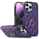 Custodia per telefono in pelle PU romboidale con supporto per anello, For iPhone 14 Pro Max, For iPhone 13 mini, For iPhone 13