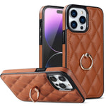 Custodia per telefono in pelle PU romboidale con supporto per anello, For iPhone 14 Pro Max, For iPhone 13 mini, For iPhone 13