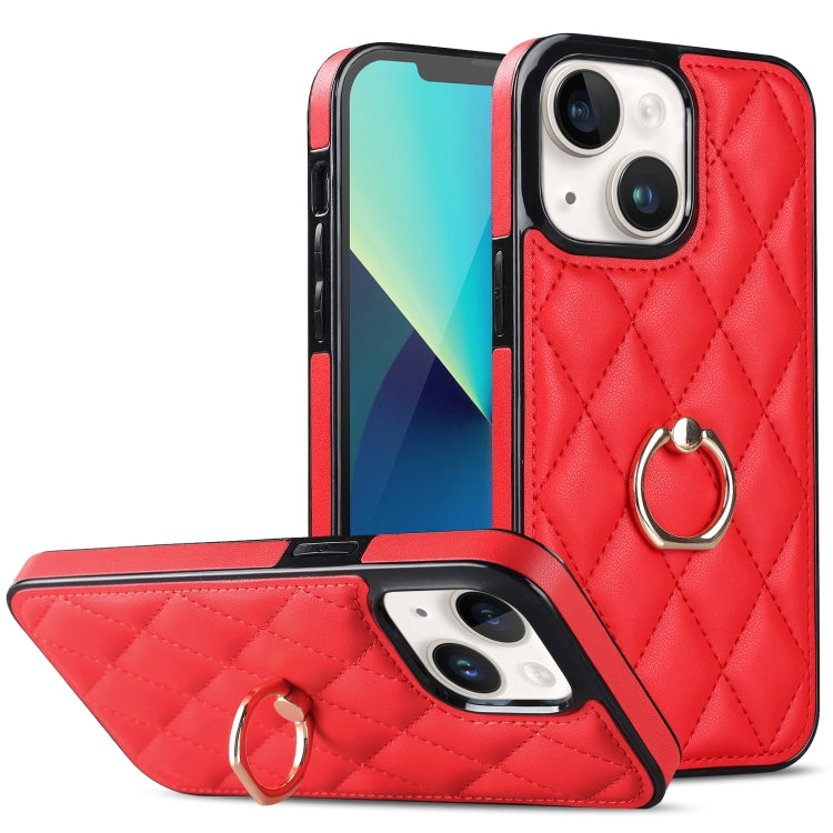 Custodia per telefono in pelle PU romboidale con supporto per anello, For iPhone 14 Pro Max, For iPhone 13 mini, For iPhone 13