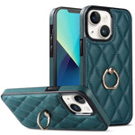 Custodia per telefono in pelle PU romboidale con supporto per anello, For iPhone 14 Pro Max, For iPhone 13 mini, For iPhone 13