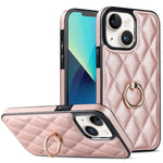 Custodia per telefono in pelle PU romboidale con supporto per anello, For iPhone 14 Pro Max, For iPhone 13 mini, For iPhone 13