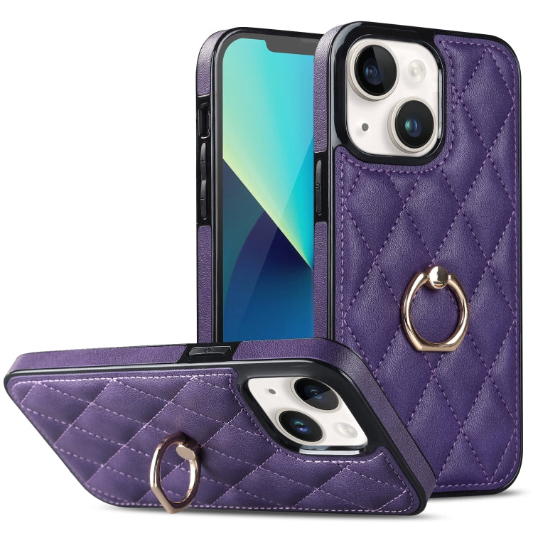 Custodia per telefono in pelle PU romboidale con supporto per anello, For iPhone 14 Pro Max, For iPhone 13 mini, For iPhone 13
