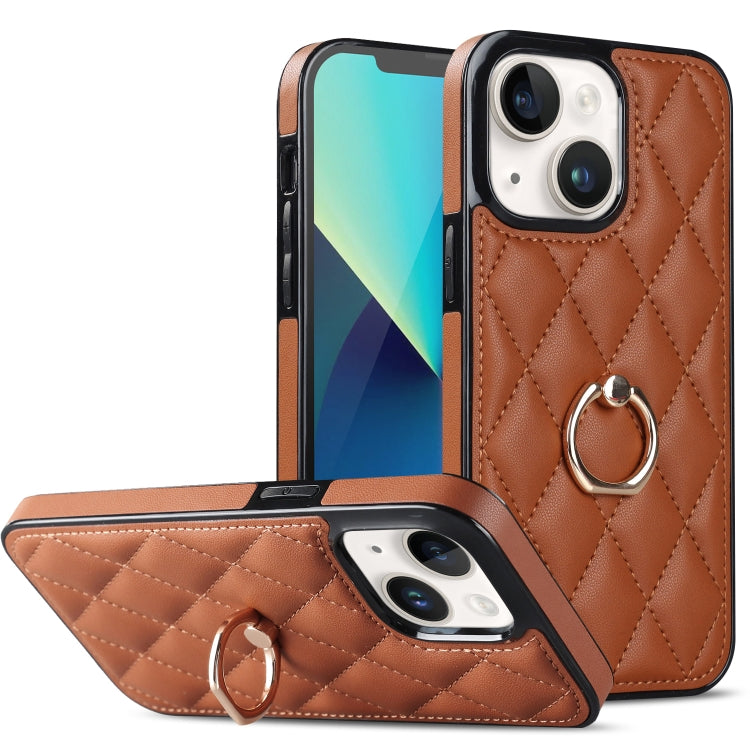 Custodia per telefono in pelle PU romboidale con supporto per anello, For iPhone 14 Pro Max, For iPhone 13 mini, For iPhone 13
