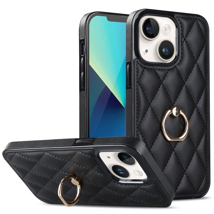 Custodia per telefono in pelle PU romboidale con supporto per anello, For iPhone 14 Pro Max, For iPhone 13 mini, For iPhone 13