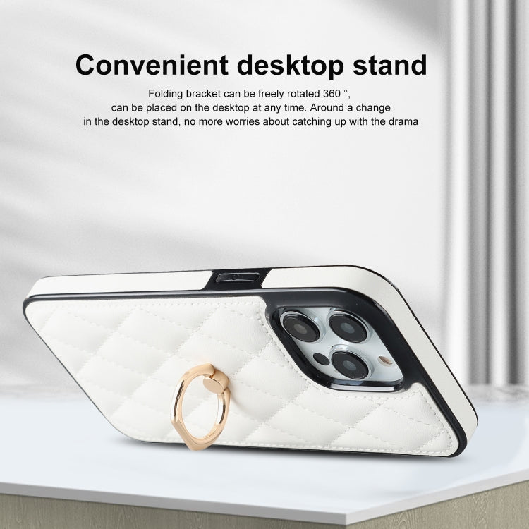 Custodia per telefono in pelle PU romboidale con supporto per anello, For iPhone 13 Pro, For iPhone 13 Pro Max, For iPhone 12 mini