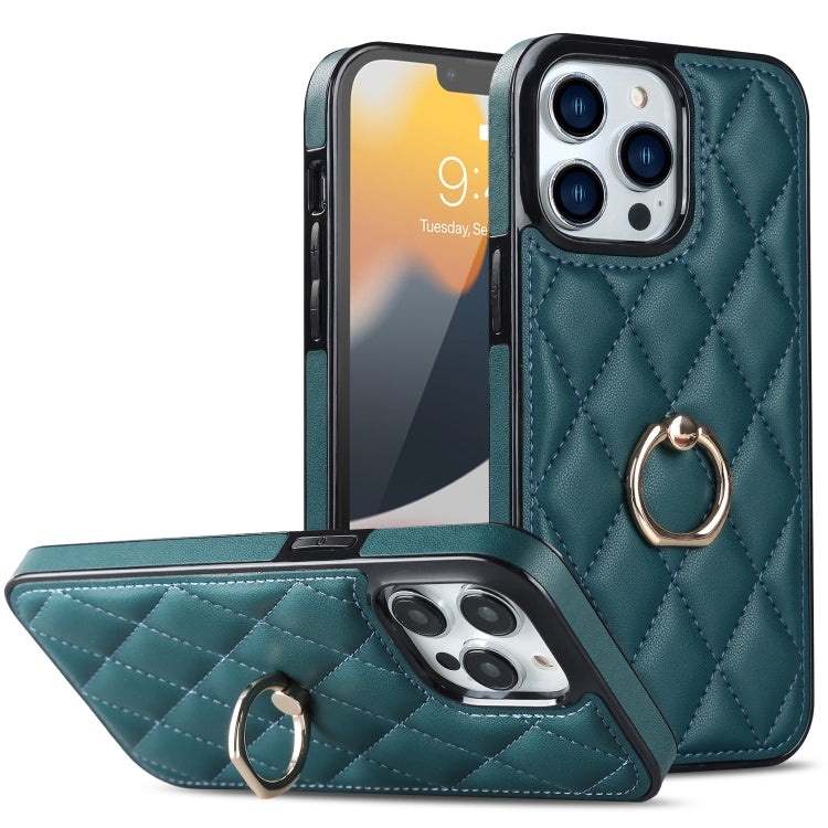Custodia per telefono in pelle PU romboidale con supporto per anello, For iPhone 13 Pro, For iPhone 13 Pro Max, For iPhone 12 mini