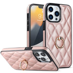 Custodia per telefono in pelle PU romboidale con supporto per anello, For iPhone 13 Pro, For iPhone 13 Pro Max, For iPhone 12 mini