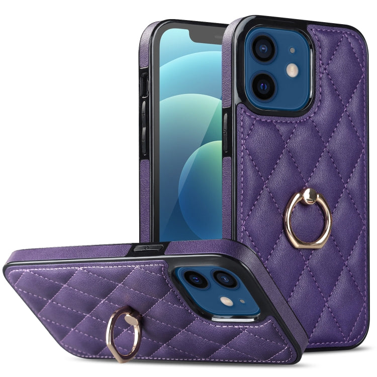 Custodia per telefono in pelle PU romboidale con supporto per anello, For iPhone 13 Pro, For iPhone 13 Pro Max, For iPhone 12 mini