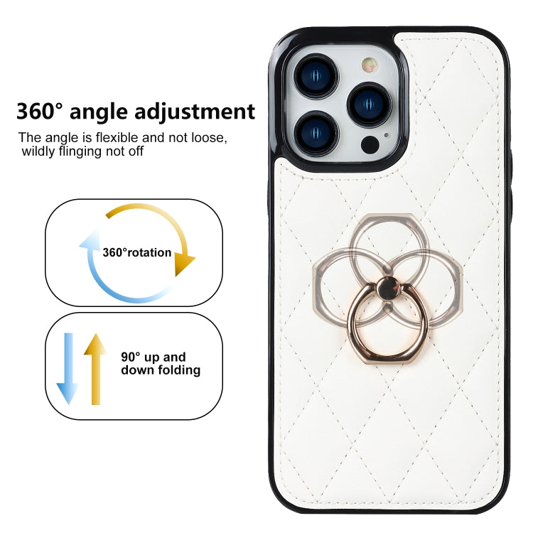 Custodia per telefono in pelle PU romboidale con supporto per anello, For iPhone 12 / 12 Pro, For iPhone 12 Pro Max, For iPhone 11