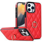 Custodia per telefono in pelle PU romboidale con supporto per anello, For iPhone 12 / 12 Pro, For iPhone 12 Pro Max, For iPhone 11