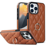Custodia per telefono in pelle PU romboidale con supporto per anello, For iPhone 12 / 12 Pro, For iPhone 12 Pro Max, For iPhone 11