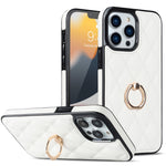 Custodia per telefono in pelle PU romboidale con supporto per anello, For iPhone 12 / 12 Pro, For iPhone 12 Pro Max, For iPhone 11