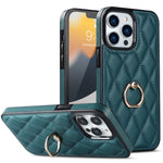 Custodia per telefono in pelle PU romboidale con supporto per anello, For iPhone 12 / 12 Pro, For iPhone 12 Pro Max, For iPhone 11