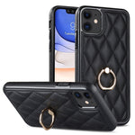 Custodia per telefono in pelle PU romboidale con supporto per anello, For iPhone 12 / 12 Pro, For iPhone 12 Pro Max, For iPhone 11
