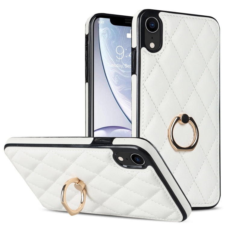 Custodia per telefono in pelle PU romboidale con supporto per anello, For iPhone XR, For iPhone XS Max, For iPhone SE 2020 / SE 2022 / 7 / 8