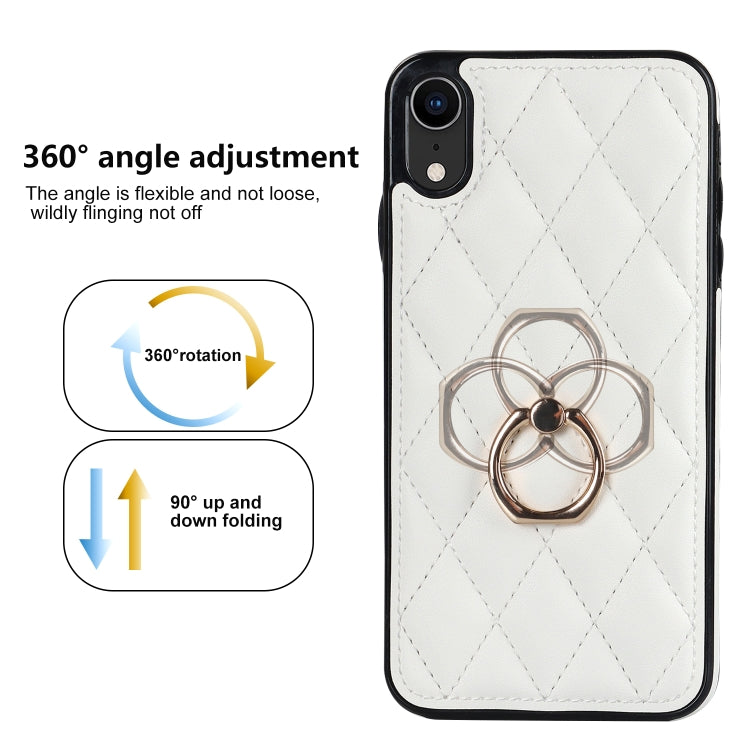 Custodia per telefono in pelle PU romboidale con supporto per anello, For iPhone XR, For iPhone XS Max, For iPhone SE 2020 / SE 2022 / 7 / 8