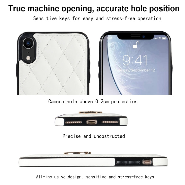 Custodia per telefono in pelle PU romboidale con supporto per anello, For iPhone XR, For iPhone XS Max, For iPhone SE 2020 / SE 2022 / 7 / 8