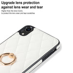 Custodia per telefono in pelle PU romboidale con supporto per anello, For iPhone XR, For iPhone XS Max, For iPhone SE 2020 / SE 2022 / 7 / 8