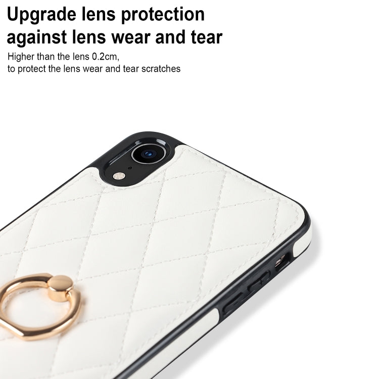 Custodia per telefono in pelle PU romboidale con supporto per anello, For iPhone XR, For iPhone XS Max, For iPhone SE 2020 / SE 2022 / 7 / 8