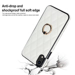 Custodia per telefono in pelle PU romboidale con supporto per anello, For iPhone XR, For iPhone XS Max, For iPhone SE 2020 / SE 2022 / 7 / 8