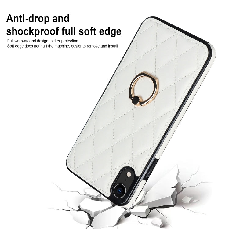 Custodia per telefono in pelle PU romboidale con supporto per anello, For iPhone XR, For iPhone XS Max, For iPhone SE 2020 / SE 2022 / 7 / 8